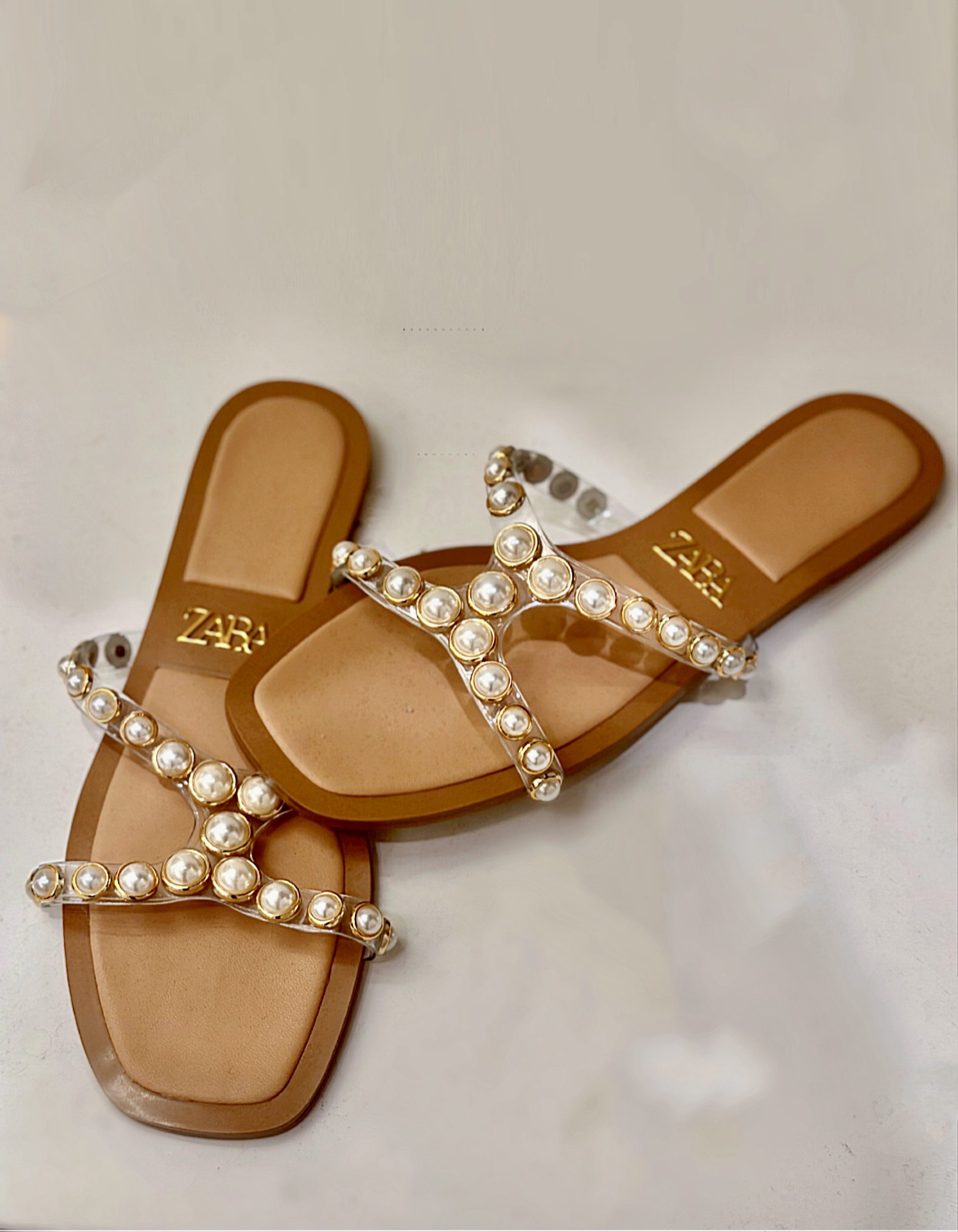 Zara vinyl pearl online sandals